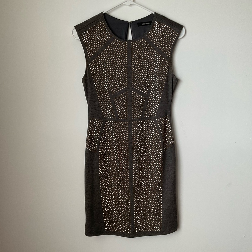 Ark & Co Black and Gold Studded Mini Dress
